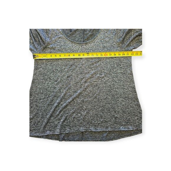 Obsession Gray Sparkly Scoop Neck 3/4 Sleeve High Low Hem Blouse Plus Size 2X - Picture 3 of 5